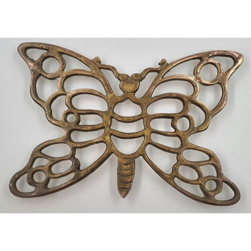 Brass Butterfly Vintage Collectible Trivet Hot Plate Boho Kitchen Wall Decor